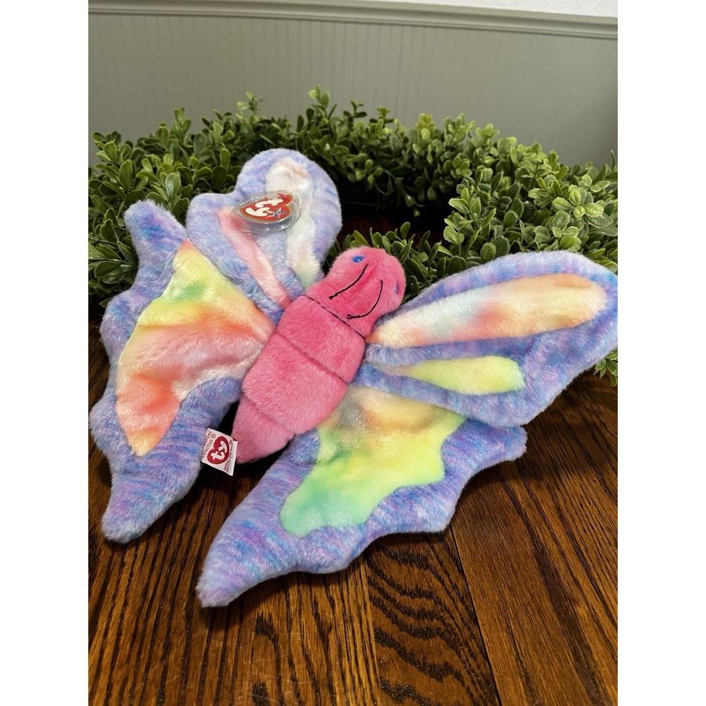 TY Beanie Buddy Flitter Tie Dyed Butterfly - Mint Tags
